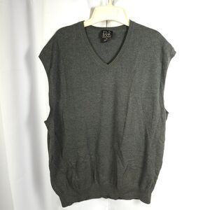 Jos A Bank Signature Mens XXL 2XL Gray Pima Cotton V-Neck Sweater Vest